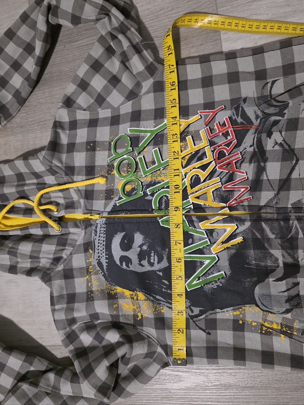 Bob Marley Zip Hoodie Zion Rootswear Plaid Graphic Sweatshirt Size L - Picture 12 of 13